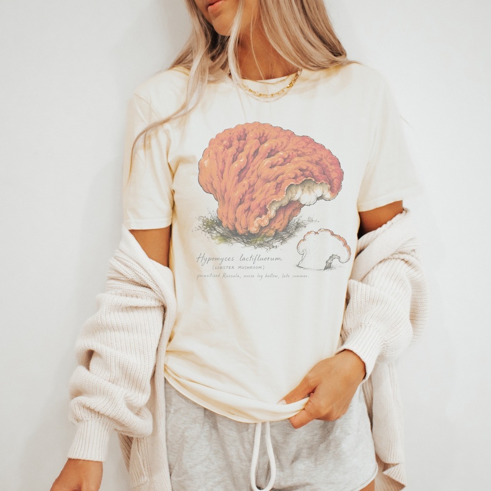 Lobster Mushroom Graphic Tee Fun Nature Art Design